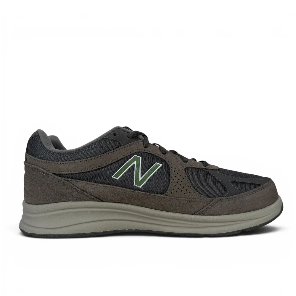 New Balance 877v1 Walking Shoes‎ Mens 8 Extra Wide 4E Grey Suede Green Logo